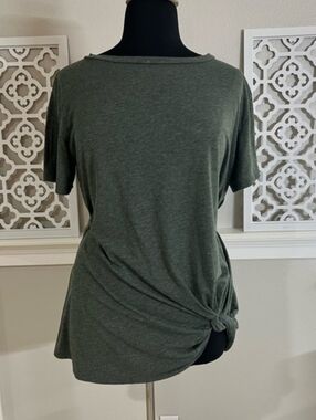 Casual Knot-Detail Women's Top - Olive Green